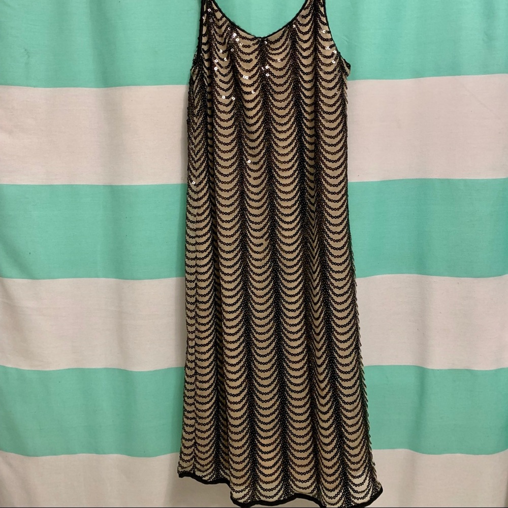 aqua sequin taupe dress